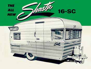 Original dimensions, features and specifications for the Shasta 16SCS Vintage Trailer
